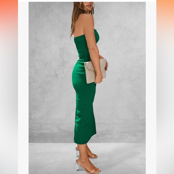 PRETTY GARDEN Women's Summer Bodycon Maxi Tube Dress Ribbed Strapless - Picture 2 of 12